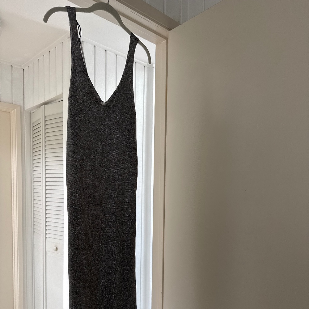 Mikuta Silver Sparkly Knit Dress – Size Small  (NWT)